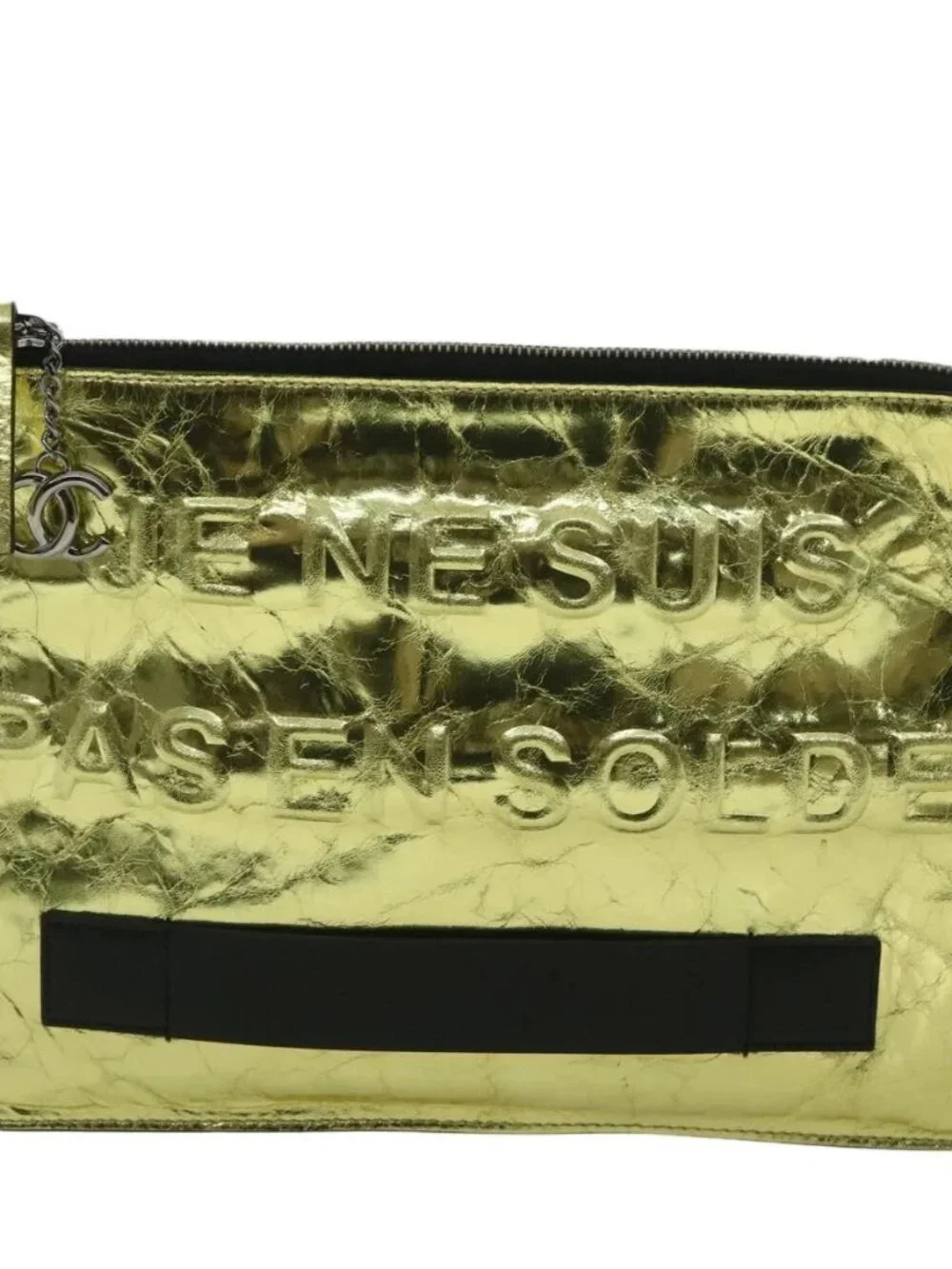CHANEL Clutch Bag Metallic Leather Gold A82164 CC Auth 38172SAV